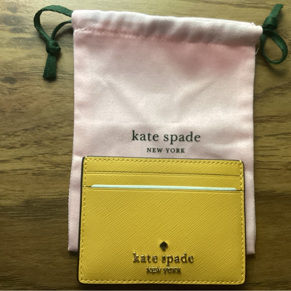 Kate Spade Madison Saffiano Cardholder in Yellow Daffodil - Picture 3 of 5